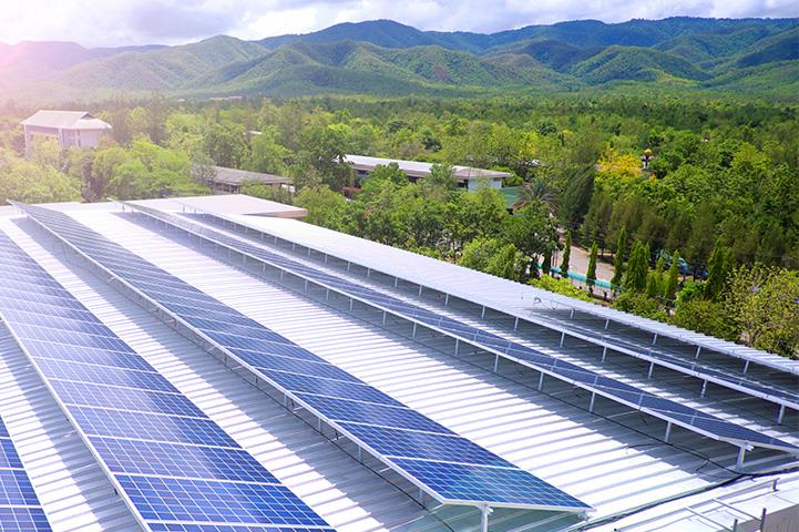 solar panels on a white roof