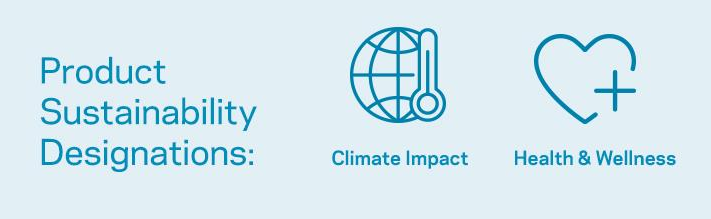 Designaciones de sustentabilidad del producto: Impacto climático y salud y bienestar