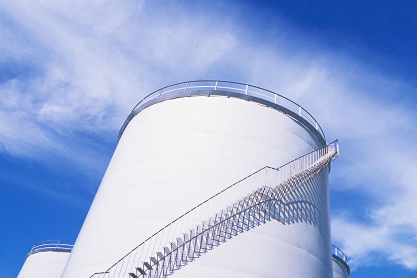 exterior view of white water tower